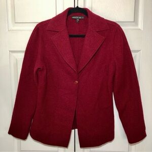 Vintage Lafayette 148 New York Burgundy 100% Wool Blazer Jacket Size 10